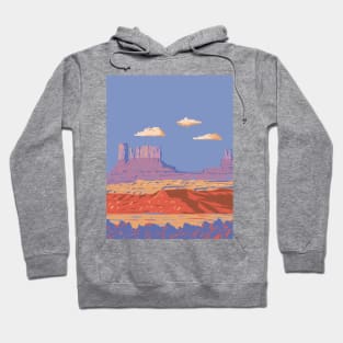 Monument Valley Navajo Tribal Park in Utah and Arizona USA WPA Art Poster Hoodie